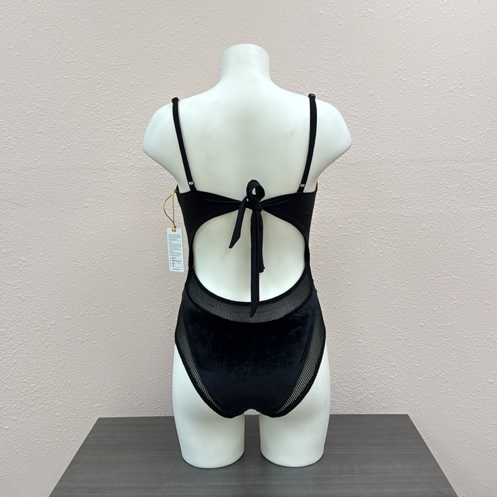 Gold and Black Women Swim One Piece - Picture 3 of 5